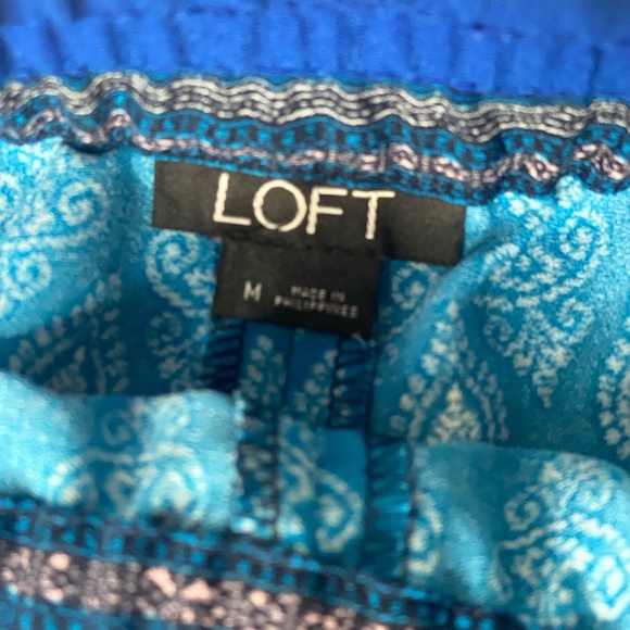 Loft Blue/Teal India Boho Print Dressy Elastic/Tie Waist Pocketed shorts M - Picture 5 of 5